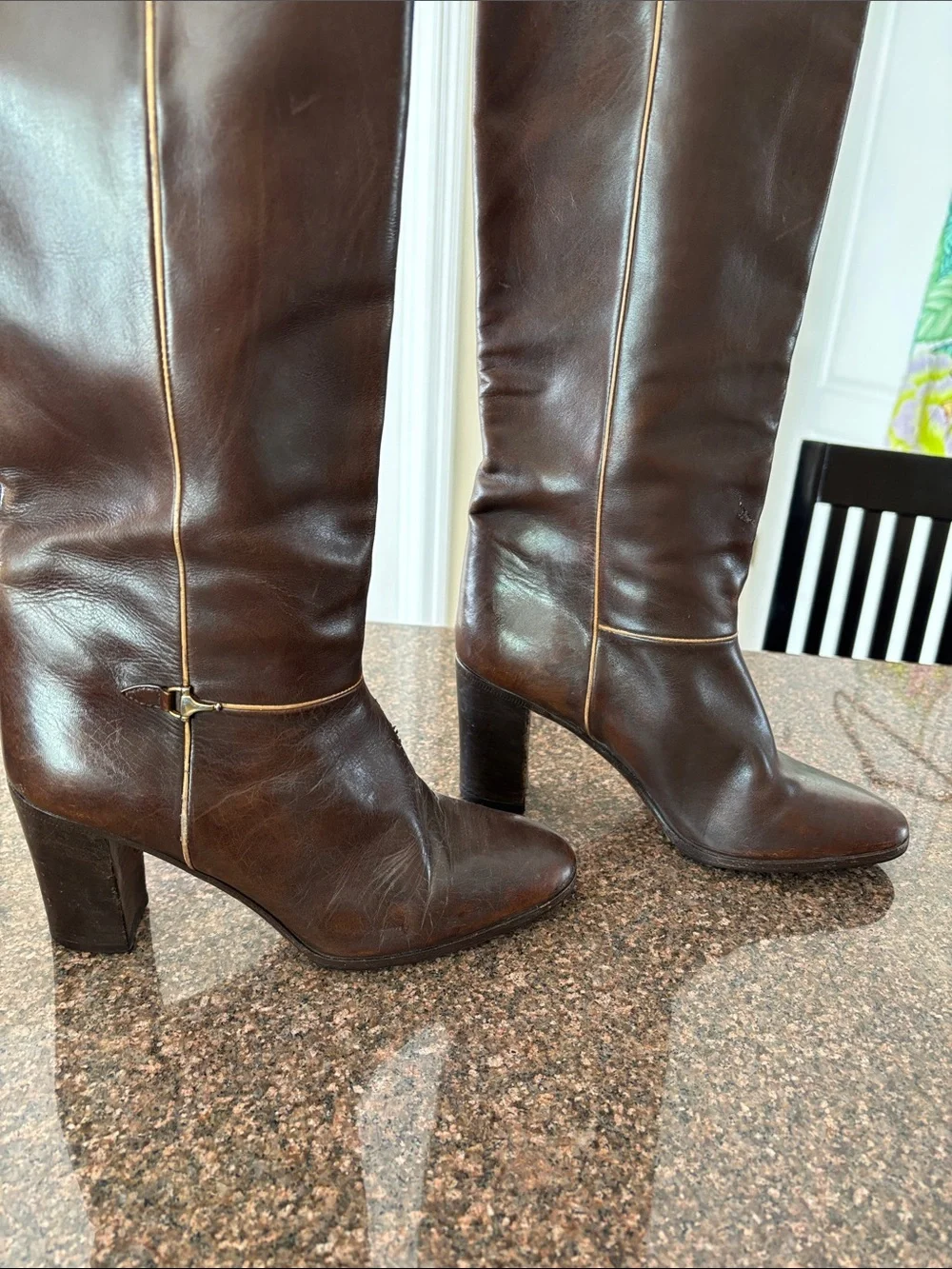 Gucci Ladies dark brown 70’s Horsebit Stacked Heel Boots-7-VINTAGE - Picture 3 of 15